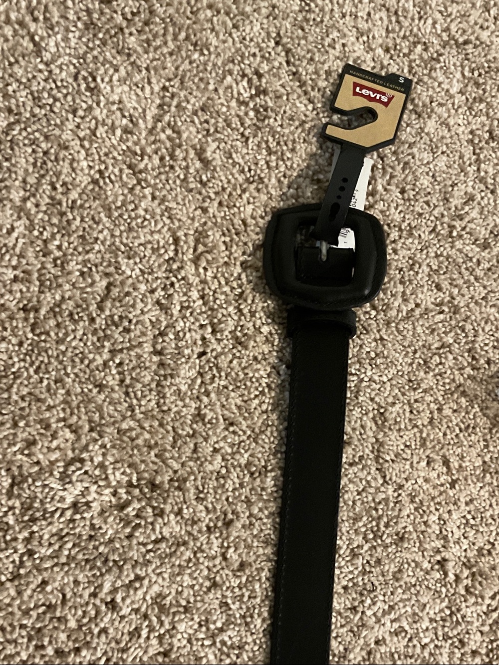 Levi's Black Leather Belt with Rounded Square Buckle